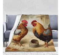 COWMGHLDFL Throw Blanket Chicken And Rooster Blankets for Sofa Reversible Plush Blanket Soft Cozy Throw Blankets for Couch Camping All Seasons 280g flannel