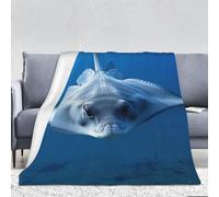 COWMGHLDFL Throw Blanket Sea Animals Stingrays Blankets for Sofa Reversible Plush Blanket Soft Cozy Throw Blankets for Couch Camping All Seasons 320g flannel