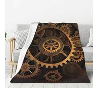 COWMGHLDFL Throw Blanket Soft Cozy Bed Blanket 40"x30" Reversible Plush Blankets Gears Clock Bronze Century Flannel Blankets Warm Cozy Throws for Sofa Couch Bed