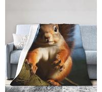 COWMGHLDFL Throw Blanket Soft Cozy Bed Blanket 80"x60" Reversible Plush Blanket Squirrel Funny Animal Flannel Blankets Warm Cozy Throws for Sofa Couch Bed