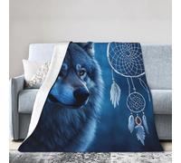 COWMGHLDFL Throw Blanket Soft Cozy Bed Blanket 80"x60" Reversible Plush Blanket wolves and dream catchers Flannel Blankets Warm Cozy Throws for Sofa Couch Bed