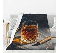 COWMGHLDFL Throw Blanket Soft Cozy Bed Blanket 80"x60" Reversible Plush Blankets Cigar & Whiskey Flannel Blankets Warm Cozy Throws for Sofa Couch Bed