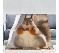 COWMGHLDFL Throw Blanket Squirrel Funny Animal Blankets for Sofa Reversible Plush Blanket Soft Cozy Throw Blankets for Couch Camping All Seasons 280g flannel