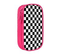 COWMMWOC Black and White Checkered Large Pencil Case,Big Capacity Pencil Pouch, Multifunctional Storage Bag,Durabiiity Polyester Oxford Fabric with Double Zipper 21x10.5x5cm