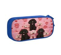 COWMMWOC Cute Design Name Pen Bag Pencil Case for Students Girls Boys â€“ Large Capacity Pencil Pouch with Compartments, Doubility Zip Stationery Storage Organizer (Black, Pink, Blue)