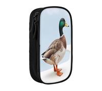 COWMMWOC Cute Mallard Ducks Large Pencil Case,Big Capacity Pencil Pouch, Multifunctional Storage Bag,Durabiiity Polyester Oxford Fabric with Double Zipper 21x10.5x5cm
