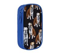 COWMMWOC English Bulldogs Large Pencil Case,Big Capacity Pencil Pouch, Multifunctional Storage Bag,Durabiiity Polyester Oxford Fabric with Double Zipper 21x10.5x5cm