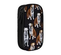 COWMMWOC English Bulldogs Large Pencil Case,Big Capacity Pencil Pouch, Multifunctional Storage Bag,Durabiiity Polyester Oxford Fabric with Double Zipper 21x10.5x5cm