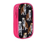 COWMMWOC English Bulldogs Large Pencil Case,Big Capacity Pencil Pouch, Multifunctional Storage Bag,Durabiiity Polyester Oxford Fabric with Double Zipper 21x10.5x5cm