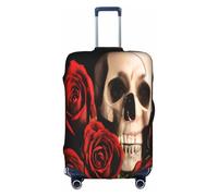 COWMMWOC Floral Skull Trolley Case Protective Cover, Elastic Travel Luggage Cover, Suitcase Protective Cover for 18-32 Inch Bags | Washable Baggage Covers | Travel Suitcase Protector