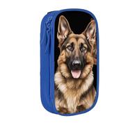 COWMMWOC German Shepherd Dog Large Pencil Case,Big Capacity Pencil Pouch, Multifunctional Storage Bag,Durabiiity Polyester Oxford Fabric with Double Zipper 21x10.5x5cm