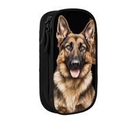 COWMMWOC German Shepherd Dog Large Pencil Case,Big Capacity Pencil Pouch, Multifunctional Storage Bag,Durabiiity Polyester Oxford Fabric with Double Zipper 21x10.5x5cm