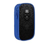 COWMMWOC Gothic Wallpaper Skull Large Pencil Case,Big Capacity Pencil Pouch, Multifunctional Storage Bag,Durabiiity Polyester Oxford Fabric with Double Zipper 21x10.5x5cm