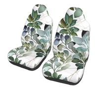 COWMMWOC Green Eucalyptus Leavesuniversal Car Front Seat Covers 2 Pcs, Nonskid Auto Fabric Seat Covers For Most Cars, Trucks, Suvs (52x55x83cm/20.5x21.5x33in)