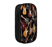 COWMMWOC Guitars Large Pencil Case,Big Capacity Pencil Pouch, Multifunctional Storage Bag,Durabiiity Polyester Oxford Fabric with Double Zipper 21x10.5x5cm