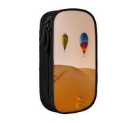 COWMMWOC Hot Air Balloon Sunset Large Pencil Case,Big Capacity Pencil Pouch, Multifunctional Storage Bag,Durabiiity Polyester Oxford Fabric with Double Zipper 21x10.5x5cm