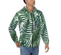 COWMMWOC Men'S Hoodies Full Zip Banana Leaf Green Printed Hooded Sweatshirts - Lightweight, Soft, And Stylish Casual Long Sleeve Hoodie Pullover Hoody Jacket With Pockets