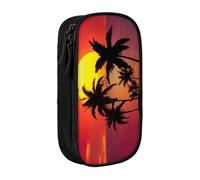 COWMMWOC Tropical Sunset Large Pencil Case,Big Capacity Pencil Pouch, Multifunctional Storage Bag,Durabiiity Polyester Oxford Fabric with Double Zipper 21x10.5x5cm