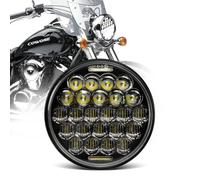 COWONE DOT Approved 5D 5-3/4 5.75" LED Headlight Compatible with Sportster Iron 883 Street BOB Low Rider Super Wide Headlamp Driving Lights Black