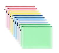 COWORK-UP 10PCS B4 Mesh Zip Wallets 15 x 11 Inches Large Zipper Craft Project Pouch Bags, B4 Plastic Mesh Folder Zip Bags Board Game Storage Organiser