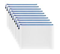 COWORK-UP 10PCS B4 Mesh Zip Wallets 15 x 11 Inches Large Zipper Craft Project Pouch Bags, B4 Plastic Mesh Folder Zip Bags Board Game Storage Organiser