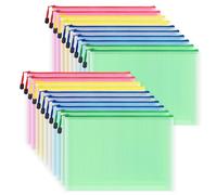 COWORK-UP 20PCS A4 Plastic Zip Wallets Board Game Storage Zip Bags Home Travel Organiser, A4 Document Folders Mesh Zipper Pouch Bags for Office School Supplies