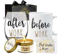 Coworker Gifts for Women Men - Before Work After Work Wine Glass Funny Thank You Gift for Boss Coworker Manager Teacher Nurse Leader Employe, Unique Co Worker Gifts for Boss Day Christmas Birthday