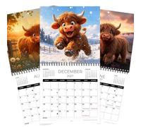 Cows 2027 Retro Cows Wall Calendar Planner 12 Months Thick | monthly cattle and nature calendar for home dorm office apartment bedroom living room gift rack
