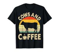 Cows and Coffee Cow Owner Retro Coffee Lover Dairy Farming T-Shirt