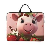 Cows and Strawberries 14-inch Laptop Case,all-over print,Oxford cloth,thickened pearl cotton protection,classic carrying strap