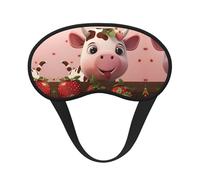 Cows and Strawberries Black Border Satin Sleep Mask for Light Blocking Comfort