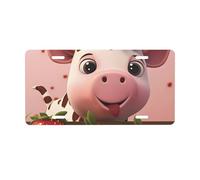 Cows and Strawberries Front license plate, 0.6 mm thick, 30 x 15 cm, aluminum.