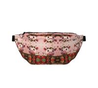 Cows and Strawberries Prints Adjustable running waist bag crossbody bag lightweight and comfortable suitable for fitness jogging travel