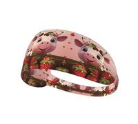 Cows and Strawberries Prints Elastic Sports Headband Breathable and Sweat-Wicking Suitable for Yoga Running and Fitness