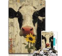 Cows And Sunflowers Puzzles for Teenagers Teens 1000pc Puzzle,Educational Games Home Decoration Deal As Gifts for The Whole Family (50x75cm)