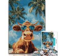 Cows at The Seaside Jigsaw Puzzles for Teenagers 1000 Pieces,Educational Games Home Decoration Deal As Gifts for The Whole Family (38x26cm)