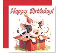 Cows Birthday Cards - Animal Gifts - Happy Birthday Card for Son Daughter Brother Sister Grandson Granddaughter Niece Nephew Cousin, 145mm Bday Greeting Cards