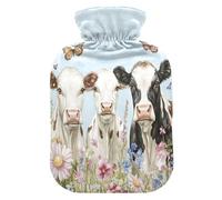 Cows Butterflies Flowers White tag3 Hot Water Bottle with Cover for Pain Relief tag1 for tag2, 1L