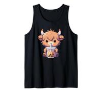 Cows Drinking Bubble Tea Kawaii Boba Highland Cow Tank Top
