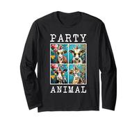 Cows Face Colorful Farm Animal Party Hat Funny Cow Farming Long Sleeve T-Shirt
