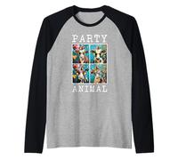 Cows Face Colorful Farm Animal Party Hat Funny Cow Farming Raglan Baseball Tee