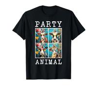 Cows Face Colorful Farm Animal Party Hat Funny Cow Farming T-Shirt