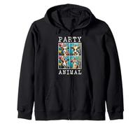 Cows Face Colorful Farm Animal Party Hat Funny Cow Farming Zip Hoodie