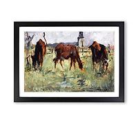 Cows in A Field by Edouard Manet Framed Print | A2 Black Framed Wall Art | Ready to Hang | Modern Animal Picture | Living Room Bedroom Lounge Office