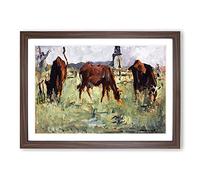 Cows in A Field by Edouard Manet Framed Print | A2 Walnut Framed Wall Art | Ready to Hang | Modern Animal Picture | Living Room Bedroom Lounge Office