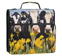 Cows in The Field Zipper Binder D-Rings File Folder, Expanding Organizer with Shoulder Strap & Handle, 3 Ring Binders for Portfolio & Case
