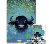 Cows in The Pond 1000 Pieces Jigsaw Puzzle For Adults Teens,Pattern Assembly Fun at Home Activities,Birthday Present,Travel Gifts (75x50cm)