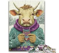 Cows in Winter Puzzles for Teenagers 1000 Pieces,Help The Brain Exercise Addictive Toys to Cultivate Patience Suitable for Couples (38x26cm)
