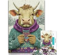 Cows in Winter Puzzles for Teenagers 1000 Pieces,Help The Brain Exercise Addictive Toys to Cultivate Patience Unique Challenge Game (75x50cm)