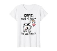 Cows Make Me Happy You Not So Much Value Graphic T-Shirt, Women, White, M